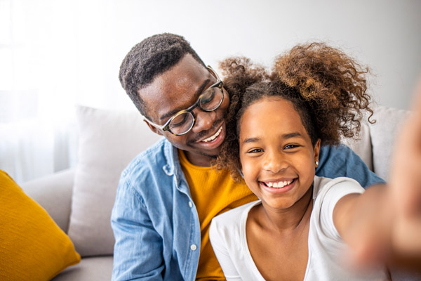 Happy dad and daughter